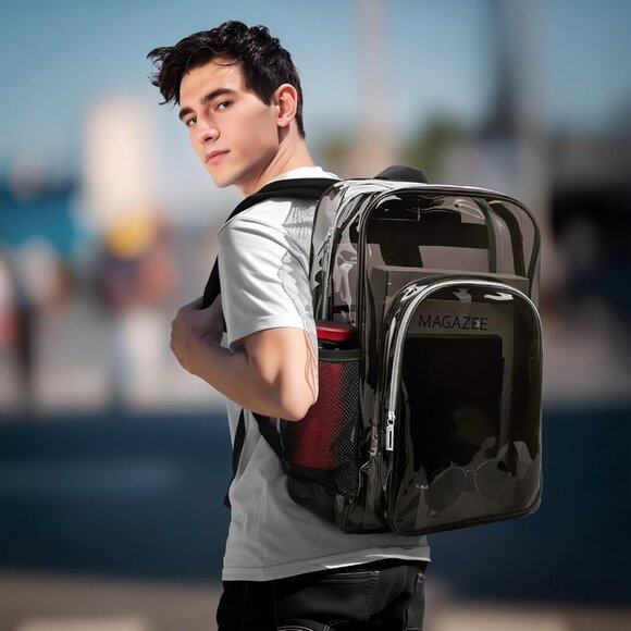 Clear Backpack School Bag Stadium Approved Heavy Duty Large PVC Laptop Transpare - Picture 2 of 6